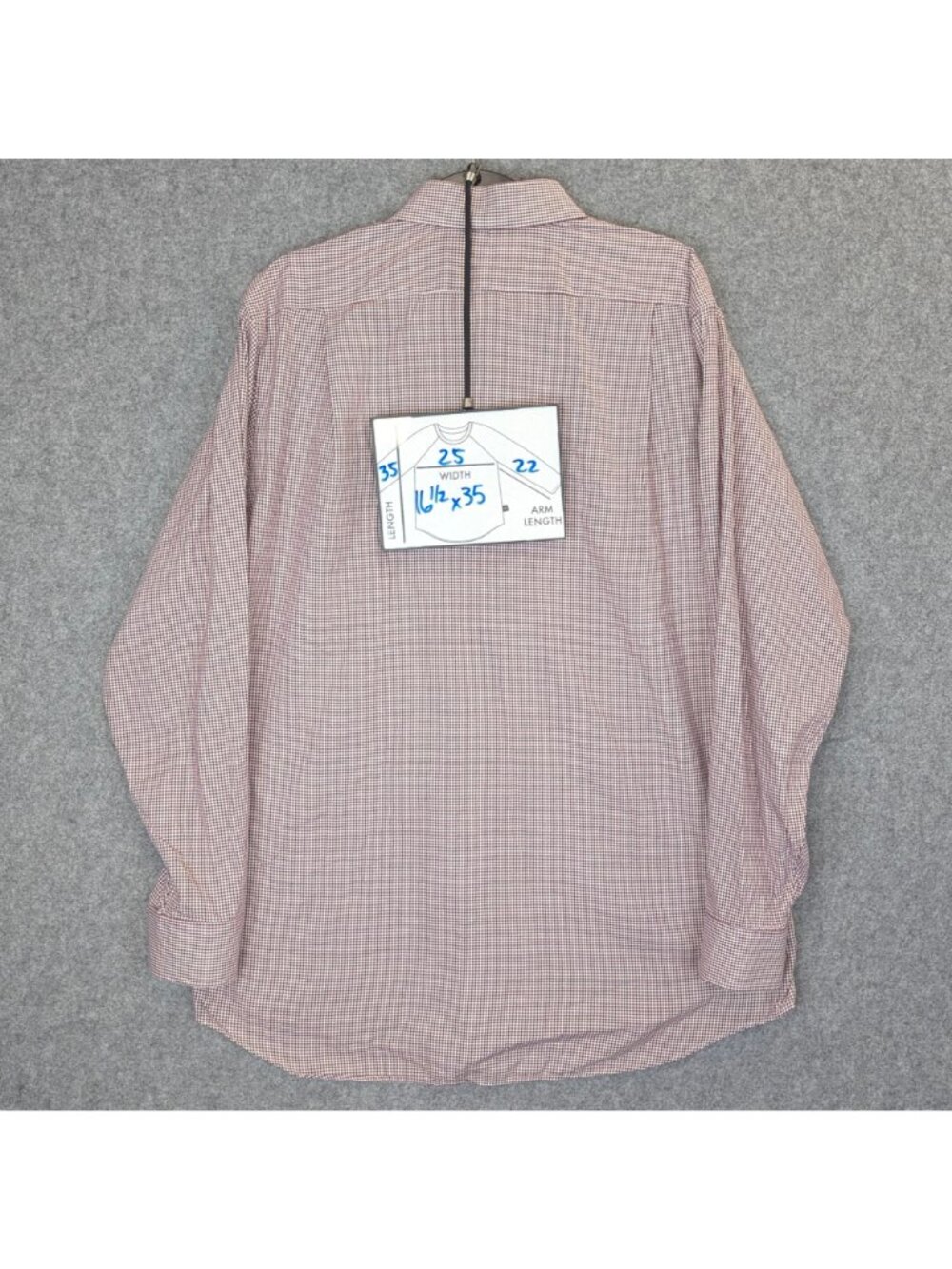 Paul Fredrick Mens 16.5 35 Dress Shirt Maroon White Button Down Long Sleeve - Picture 9 of 11